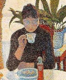 Buchhalter sehen genau hin (Paul Signac: Le petit déjeuner, 1886-1887 [Ausschnitt])